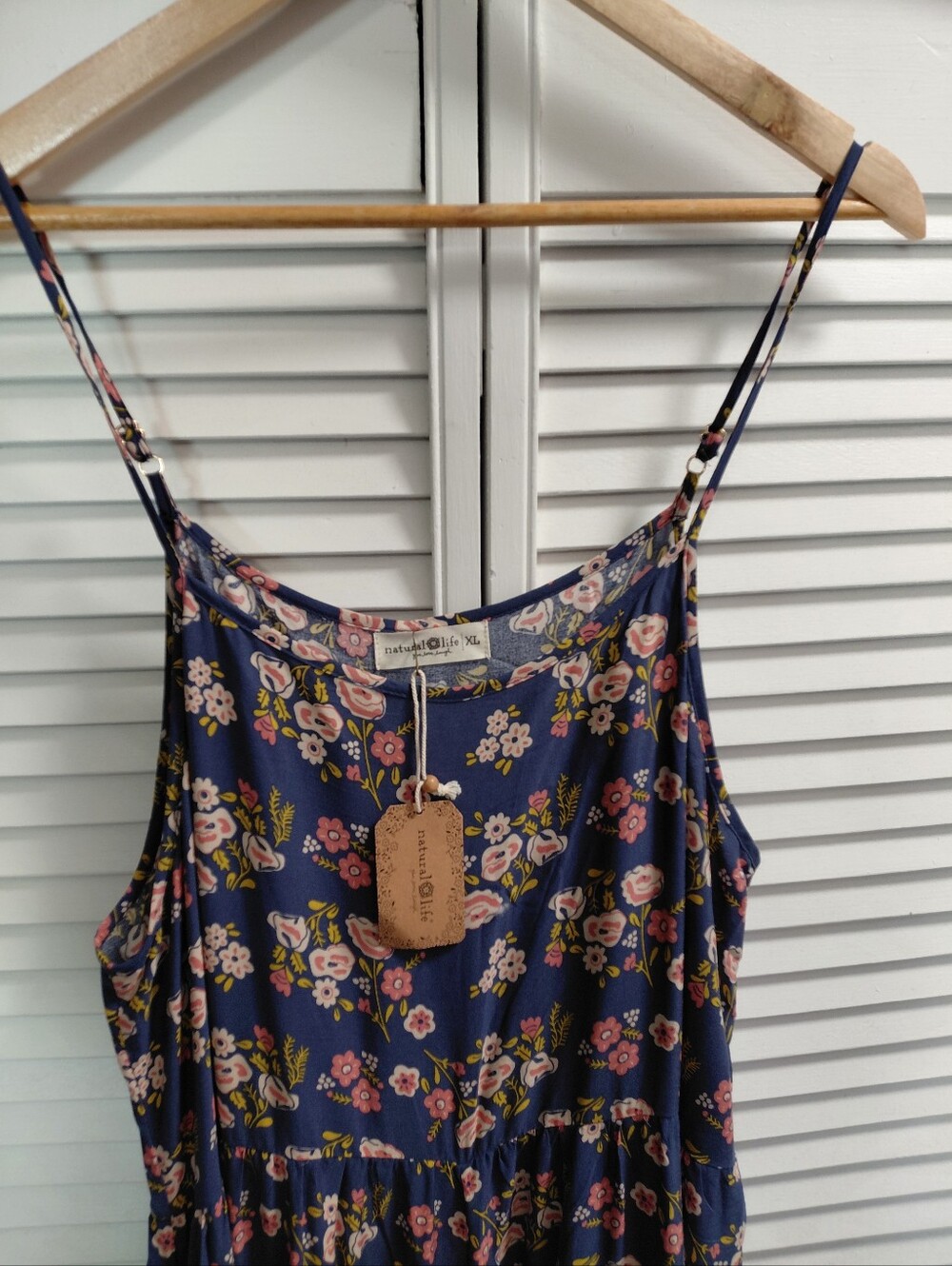NATURAL LIFE Blue Pink Floral Spaghetti-Strap Wide Leg Jumpsuit Boho Chic - Picture 2 of 11